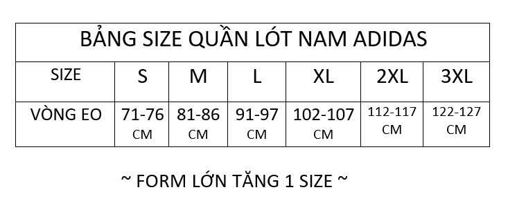 [HÀNG CHÍNH HÃNG] Quần lót nam Adidas 4A1M02 dạng quần đùi cotton co giãn ( FORM LỚN GIẢM 2 SIZE)