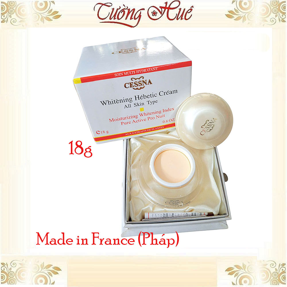 Kem dưỡng trắng, giữ ẩm Cessna Whitening Hebetic Cream All Skin Type - Trắng - 18g