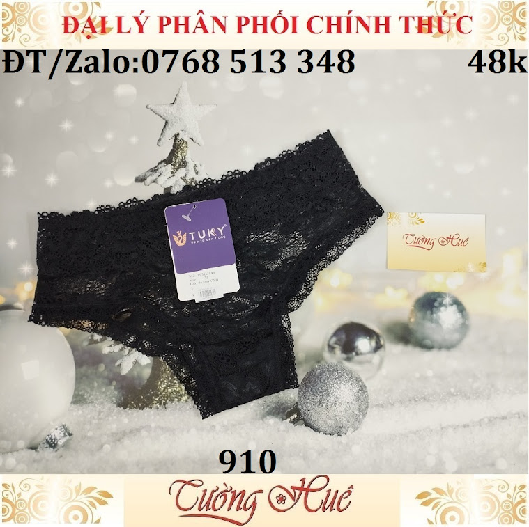 Quần lót nữ Tuky 910 ren thêu lưng cao vừa.