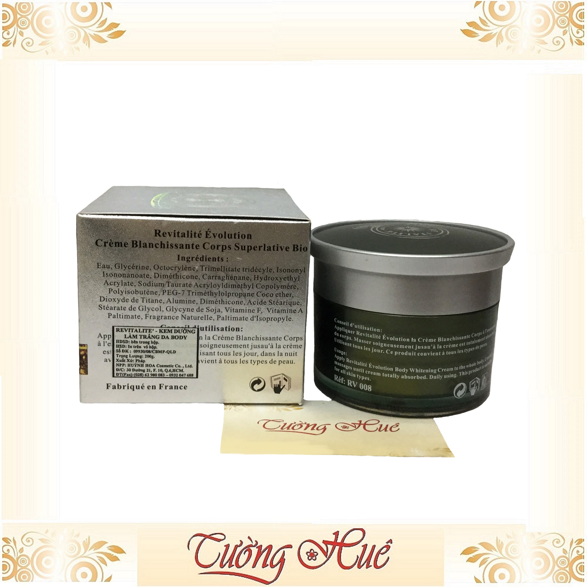 Kem dưỡng làm trắng da toàn thân Revitalité Évolution Superlative Bio body Whitening Cream - 200g