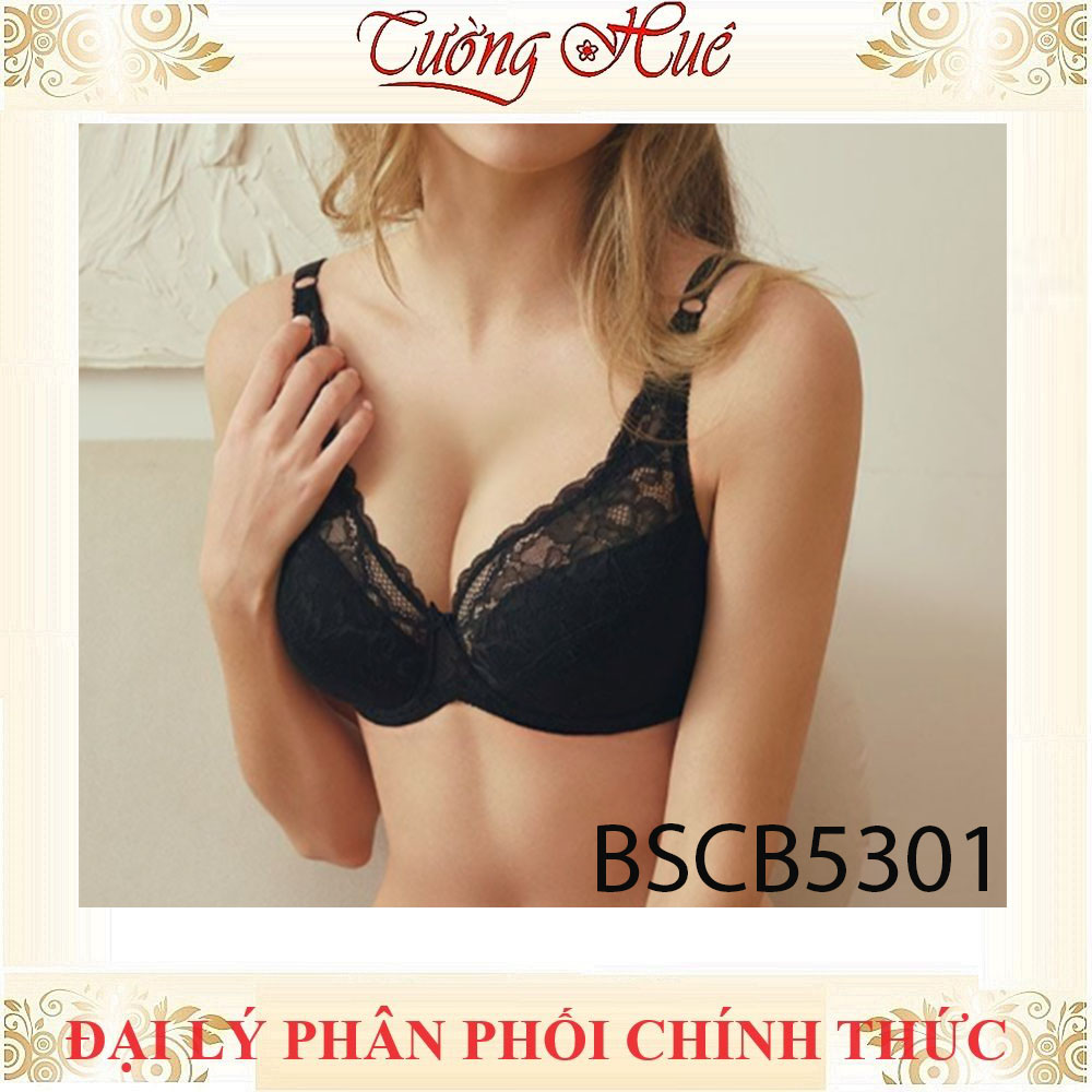 Áo Lót Bon Bon BSCB5301 Có Gọng Mút Mỏng Phối Ren Bản Lưng Cỡ Vừa 2 Móc Cài
