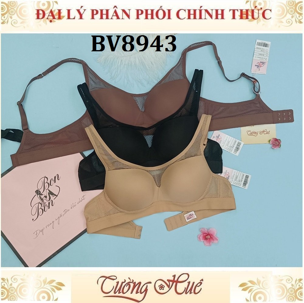 Áo lót nữ Bon Bon BV8943 Không Gọng Mút Mỏng Trơn Phối Lưới.