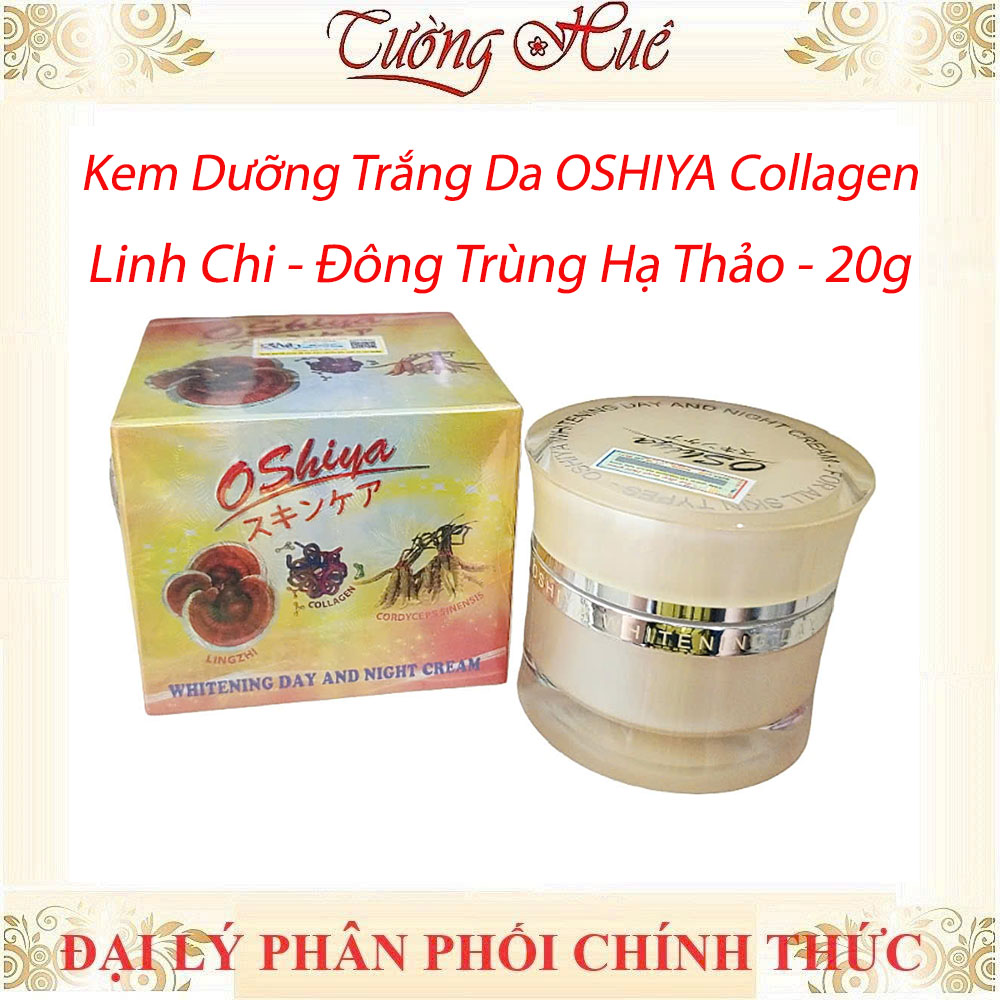 Kem Dưỡng Trắng Da OSHIYA Collagen - Linh Chi - Đông Trùng Hạ Thảo - 20g.