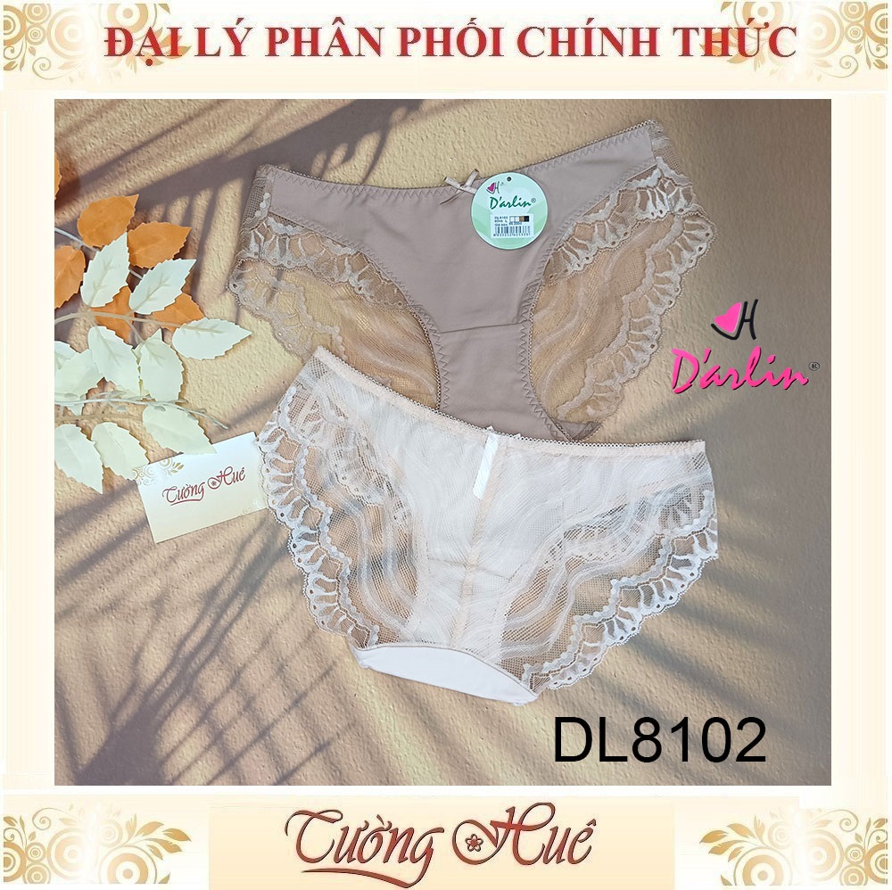 Quần lót nữ Darlin DL8102 trơn phối ren thêu, lưng thấp.