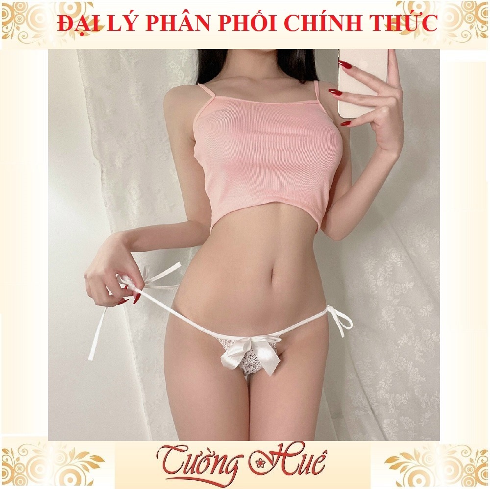 Quần lót nữ C63 ren nơ cột dây hai bên MÀU NGẪU NHIÊN.