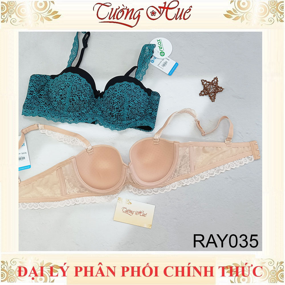 Áo lót nữ Relax RAY035 Cúp Ngang Phối Ren Lưới Đệm Mút Vừa Tầm 1cm.