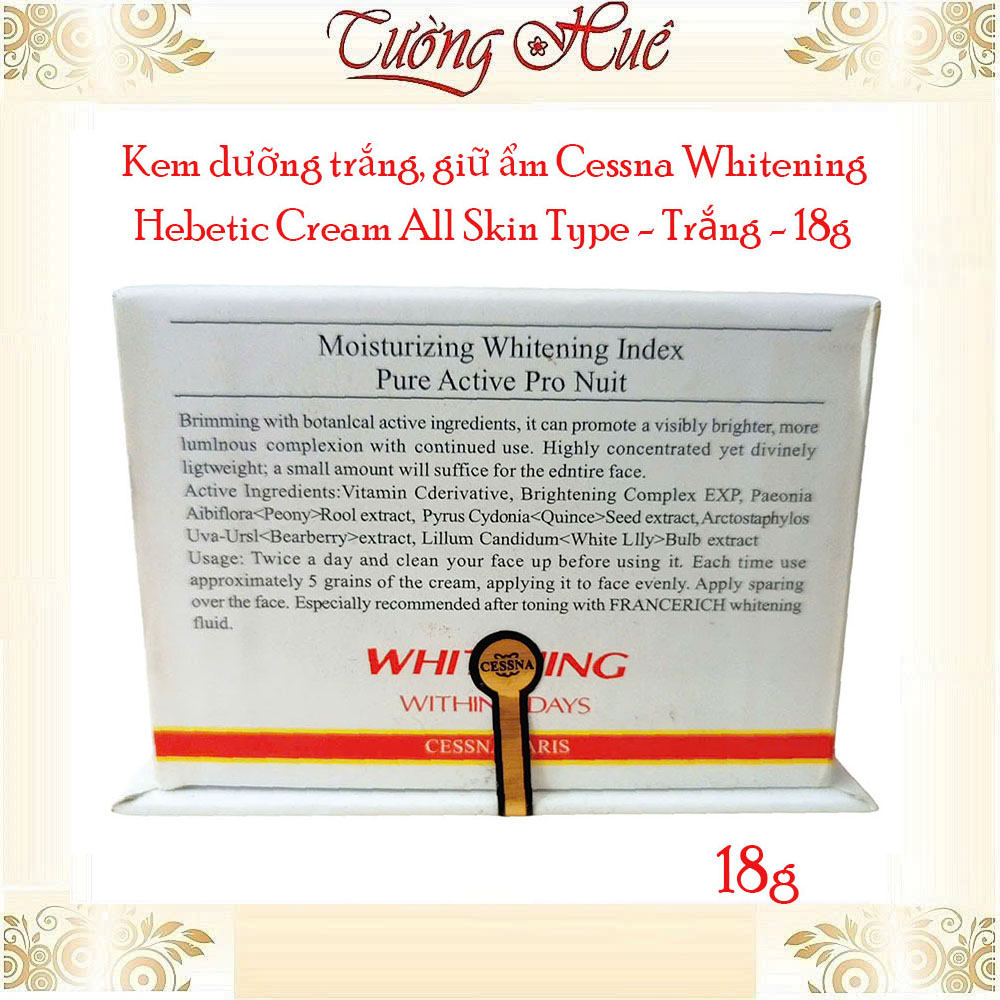 Kem dưỡng trắng, giữ ẩm Cessna Whitening Hebetic Cream All Skin Type - Trắng - 18g