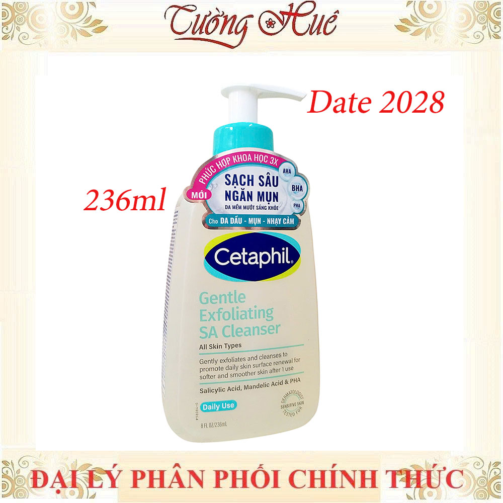 Gel Rửa Mặt Cetaphil Gentle Exfoliating SA Cleanser Cho Da Thiên Dầu, Dễ Mụn, Nhạy Cảm - 473ml/236ml