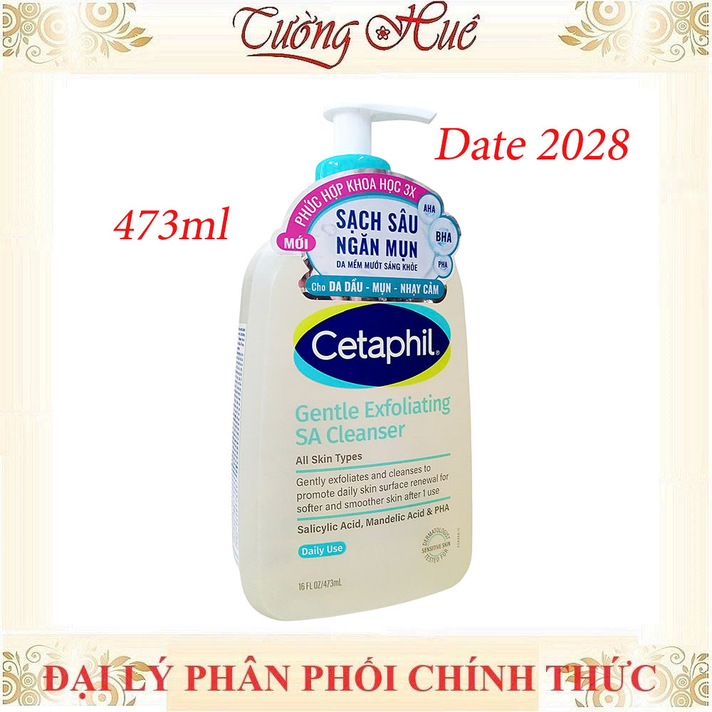 Gel Rửa Mặt Cetaphil Gentle Exfoliating SA Cleanser Cho Da Thiên Dầu, Dễ Mụn, Nhạy Cảm - 473ml/236ml