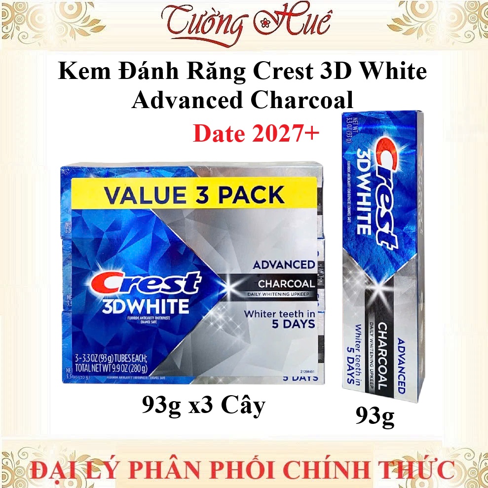 Kem Đánh Răng Crest 3D White Advanced Charcoal - 93g (Có Lựa Chọn)