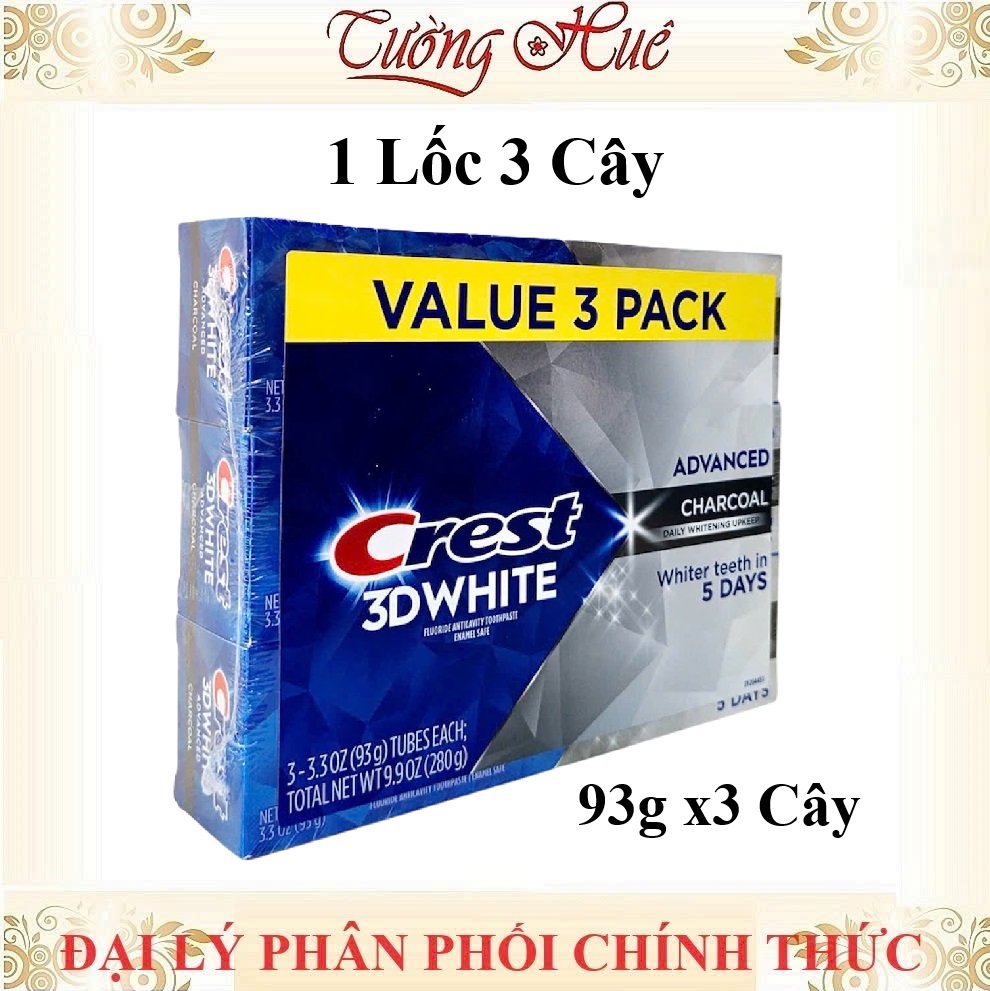 Kem Đánh Răng Crest 3D White Advanced Charcoal - 93g (Có Lựa Chọn)