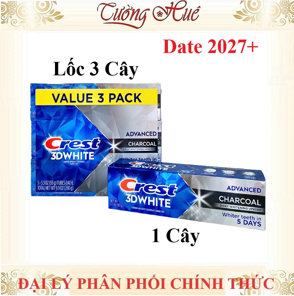 Kem Đánh Răng Crest 3D White Advanced Charcoal - 93g (Có Lựa Chọn)