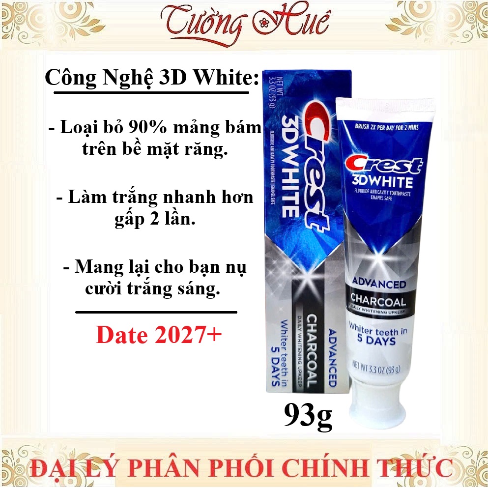 Kem Đánh Răng Crest 3D White Advanced Charcoal - 93g (Có Lựa Chọn)