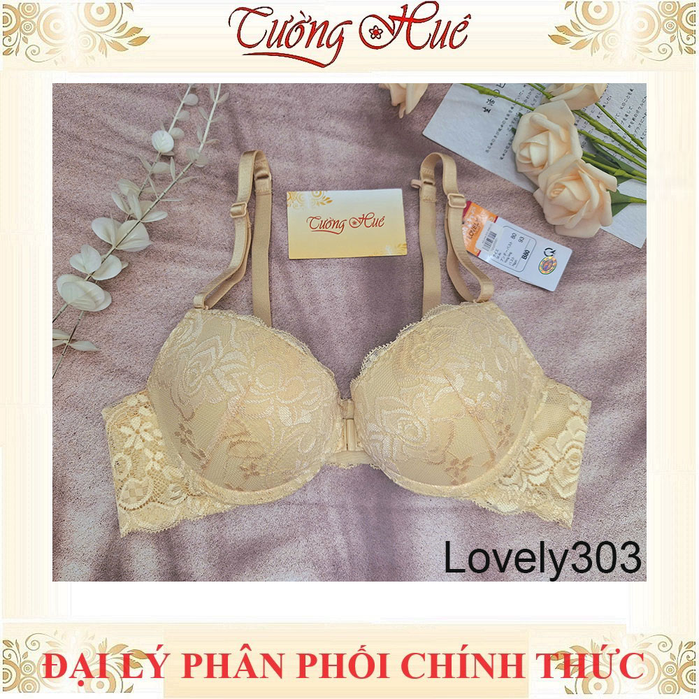 Áo Lót nữ Lovely303 Cài Trước Ren Có Gọng Mút Đệm 3.5cm Cúp Ngang Dây Tùy Chỉnh Tháo Rời 2 Kiểu Mặc