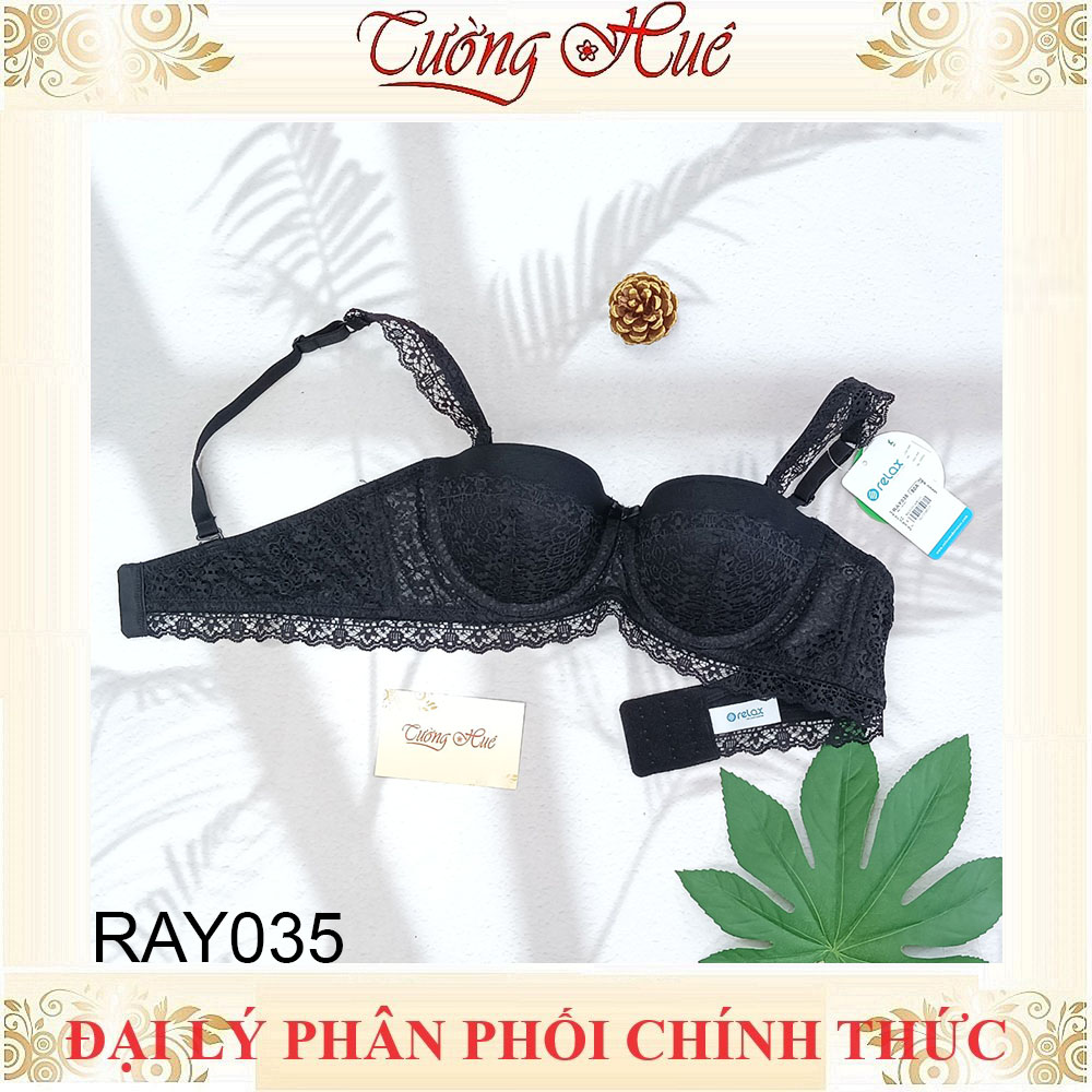 Áo lót nữ Relax RAY035 Cúp Ngang Phối Ren Lưới Đệm Mút Vừa Tầm 1cm.