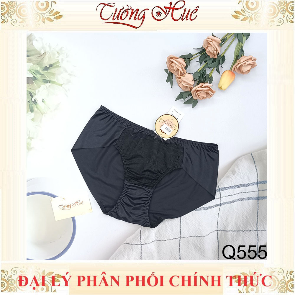Quần lót nữ Lamagie Q555 Trơn Thun Lạnh Phối Ren Mềm Mịn Lưng Cao.