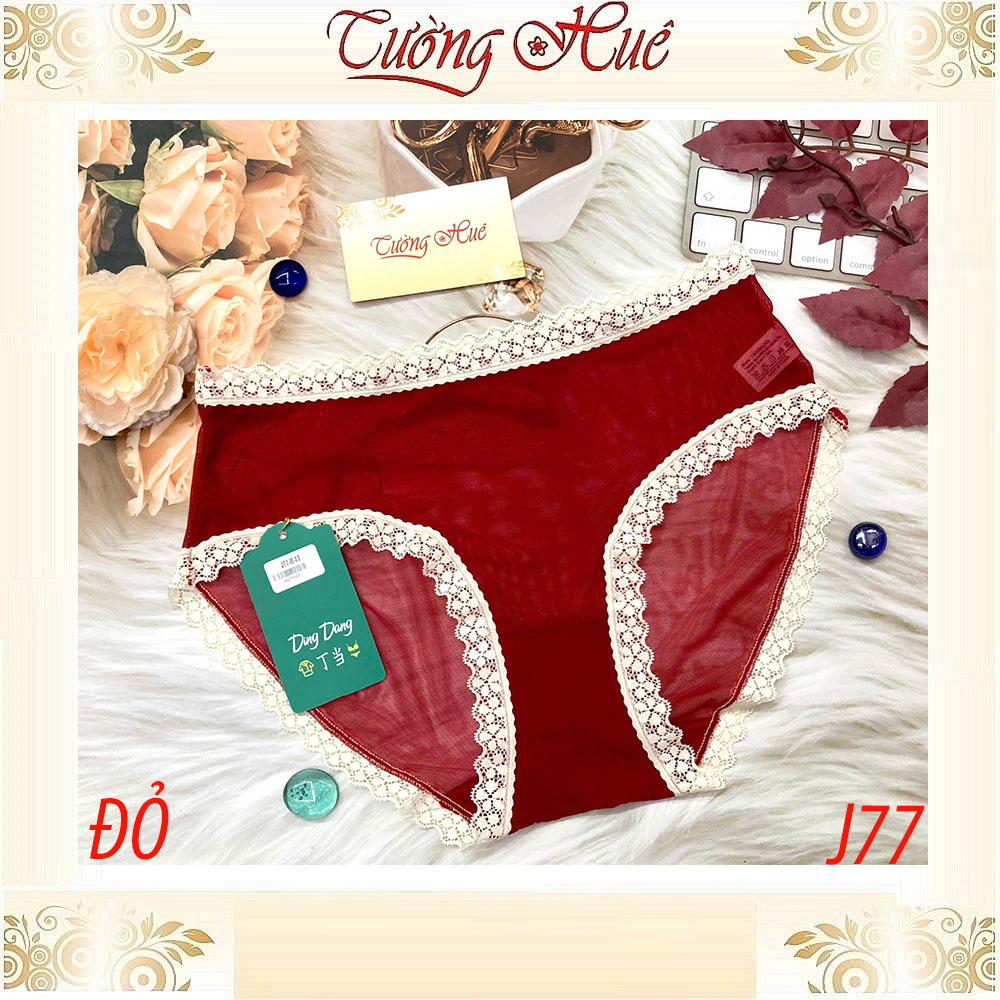 Quần Lót Nữ Ding Dang J77 Voan Viền Ren Mềm Siêu Mỏng Cạp Cao
