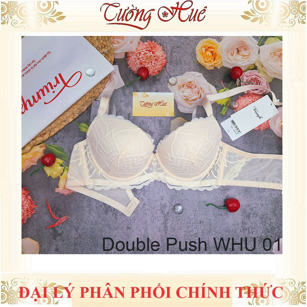 Áo Lót Nữ Triumph Double Push WHU 01  ren mút dày 4cm đệm tháo rời