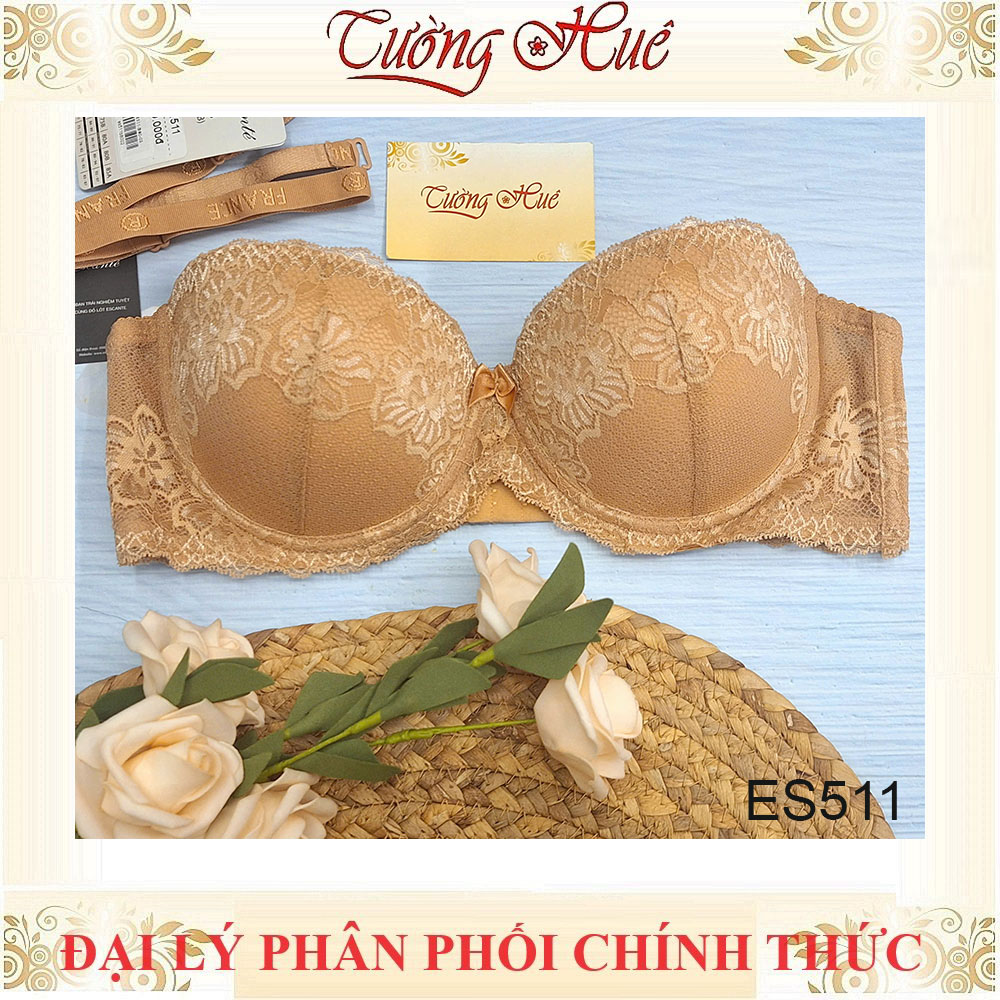 Áo Lót Nữ Escanté ES.511 Ren Mút Dày 3cm Cúp Ngang Dây Tùy Chỉnh Tháo Rời 2 Móc Cài