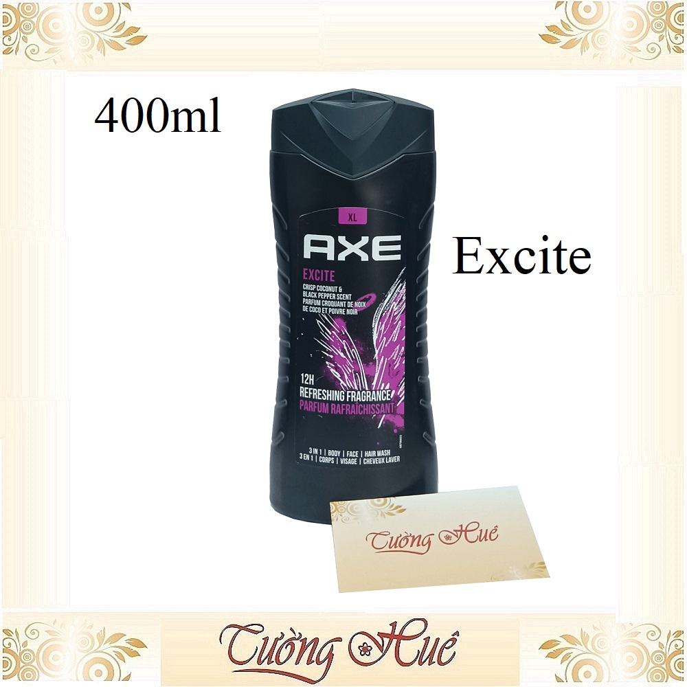 Tắm Gội Rửa Mặt Nam Axe 3in1 Size XL Nhiều Mùi - 400ml