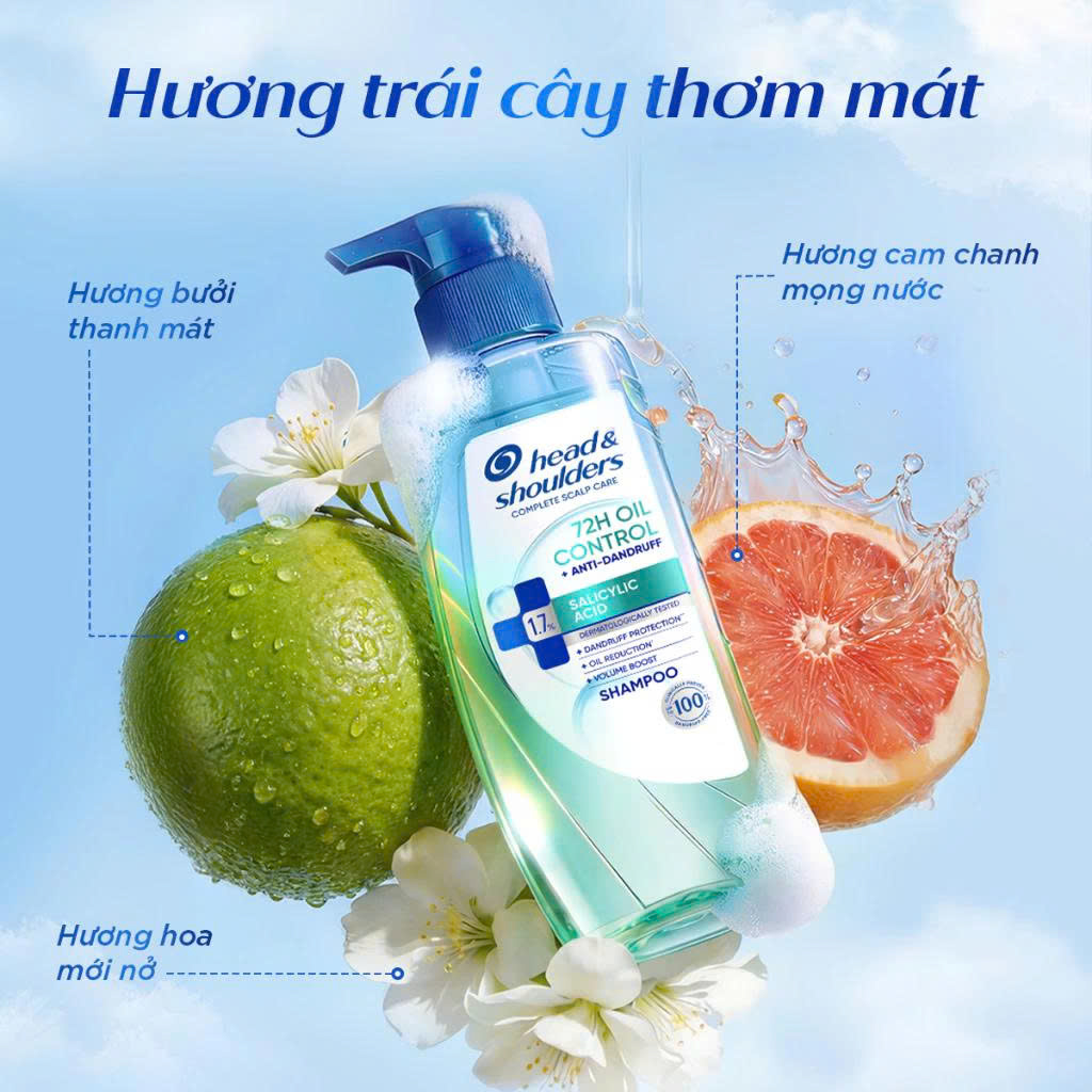 Dầu Gội HEAD & SHOULDERS 72 GIỜ Kiềm Dầu/ Giảm Ngứa Da Đầu Và Làm Sạch Gàu - 460ml