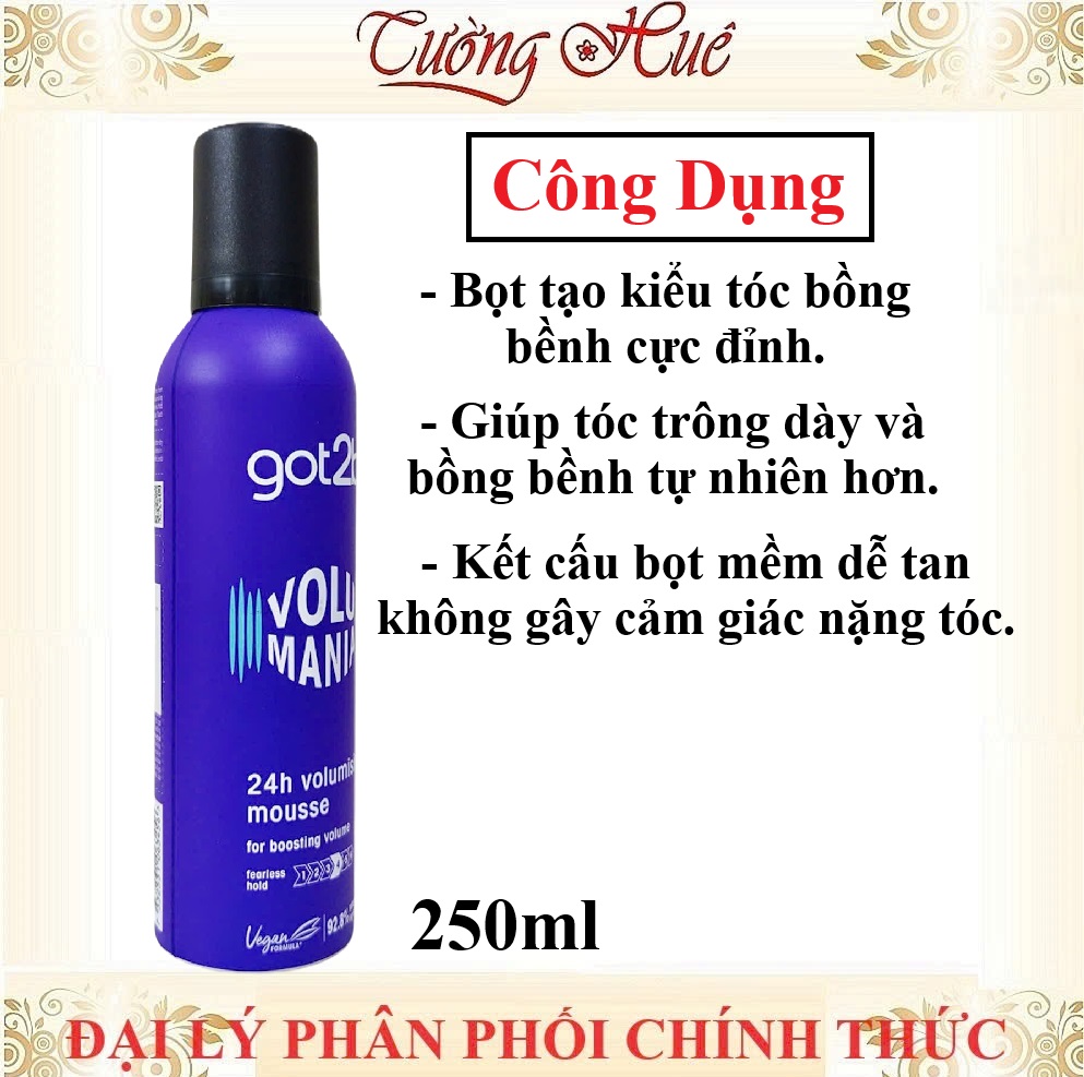 Bọt Tạo Độ Phồng Cho Tóc Got2b Volumania 24h Volumising Mousse - 250ml (Tím)
