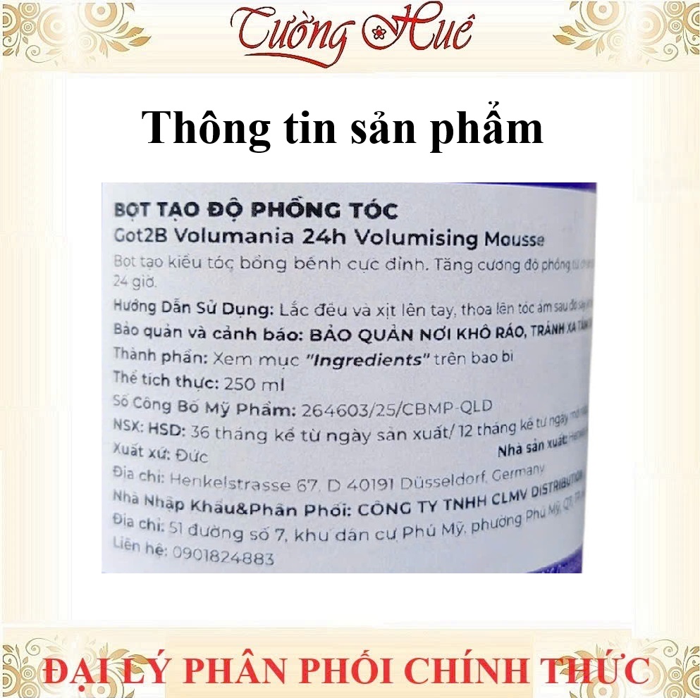 Bọt Tạo Độ Phồng Cho Tóc Got2b Volumania 24h Volumising Mousse - 250ml (Tím)