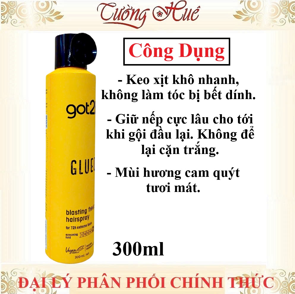 Xịt Giữ Nếp Cho Tóc Got2b Glued Blasting Freeze Hairspray - 300ml (Vàng)