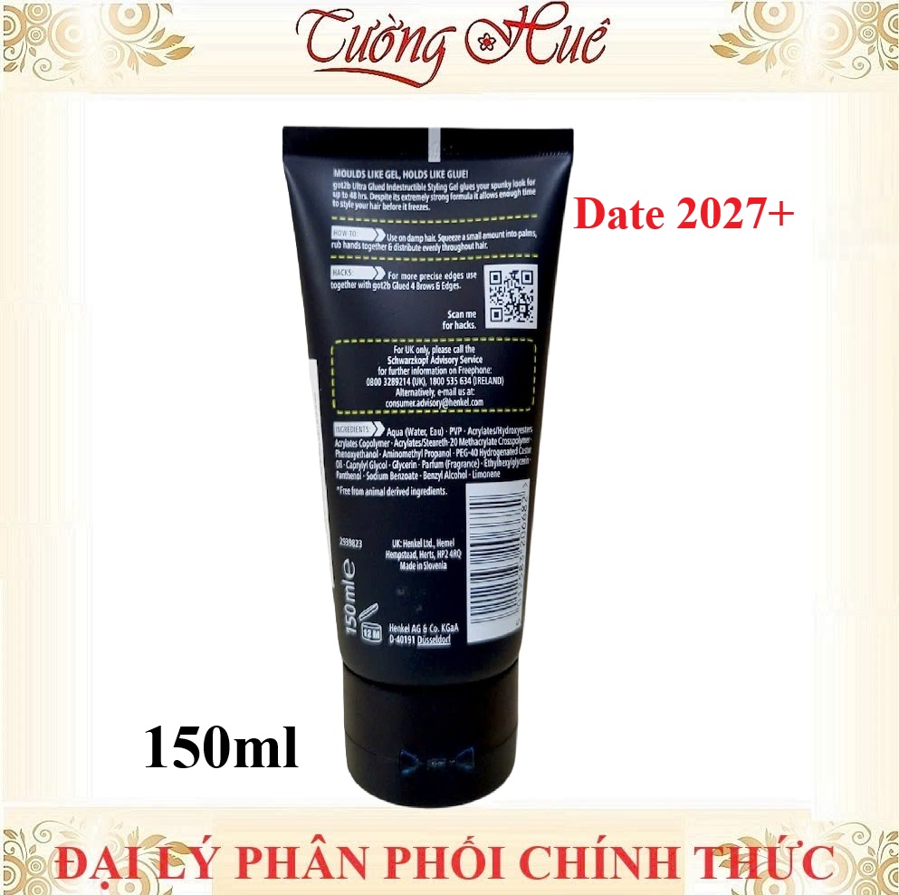 Gel Vuốt Tạo Kiểu Tóc Got2b Ultra Glued Siêu Cứng - 150ml (Đen)