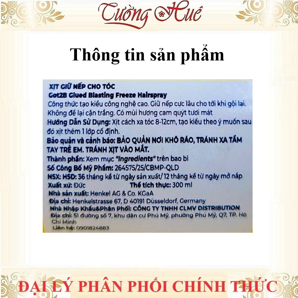 Xịt Giữ Nếp Cho Tóc Got2b Glued Blasting Freeze Hairspray - 300ml (Vàng)