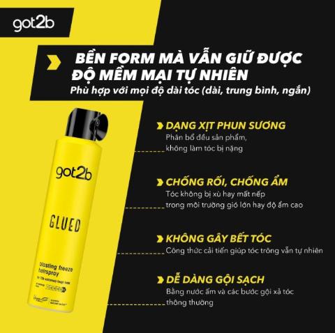 Xịt Giữ Nếp Cho Tóc Got2b Glued Blasting Freeze Hairspray - 300ml (Vàng)