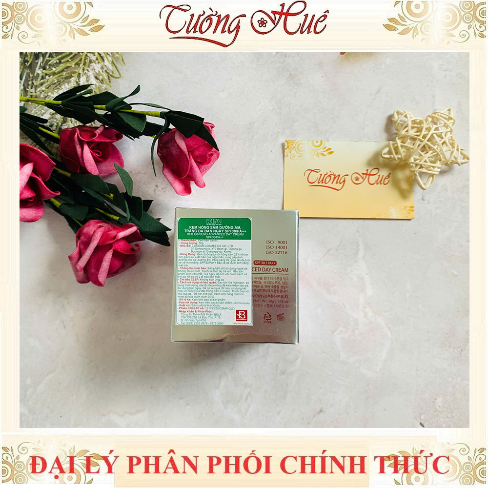 Locean Red Ginseng Kem hồng sâm Chống Lão Hóa Da, Dưỡng ẩm, Trắng da ban ngày Advanced Day Cream SPF 30 / PA++ - 50g