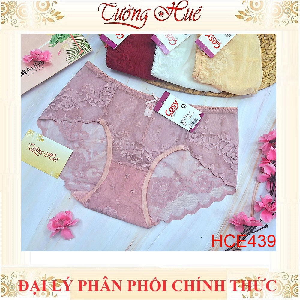 Quần lót nữ Cosy HCE 439 ren thêu hoa lưng cao.