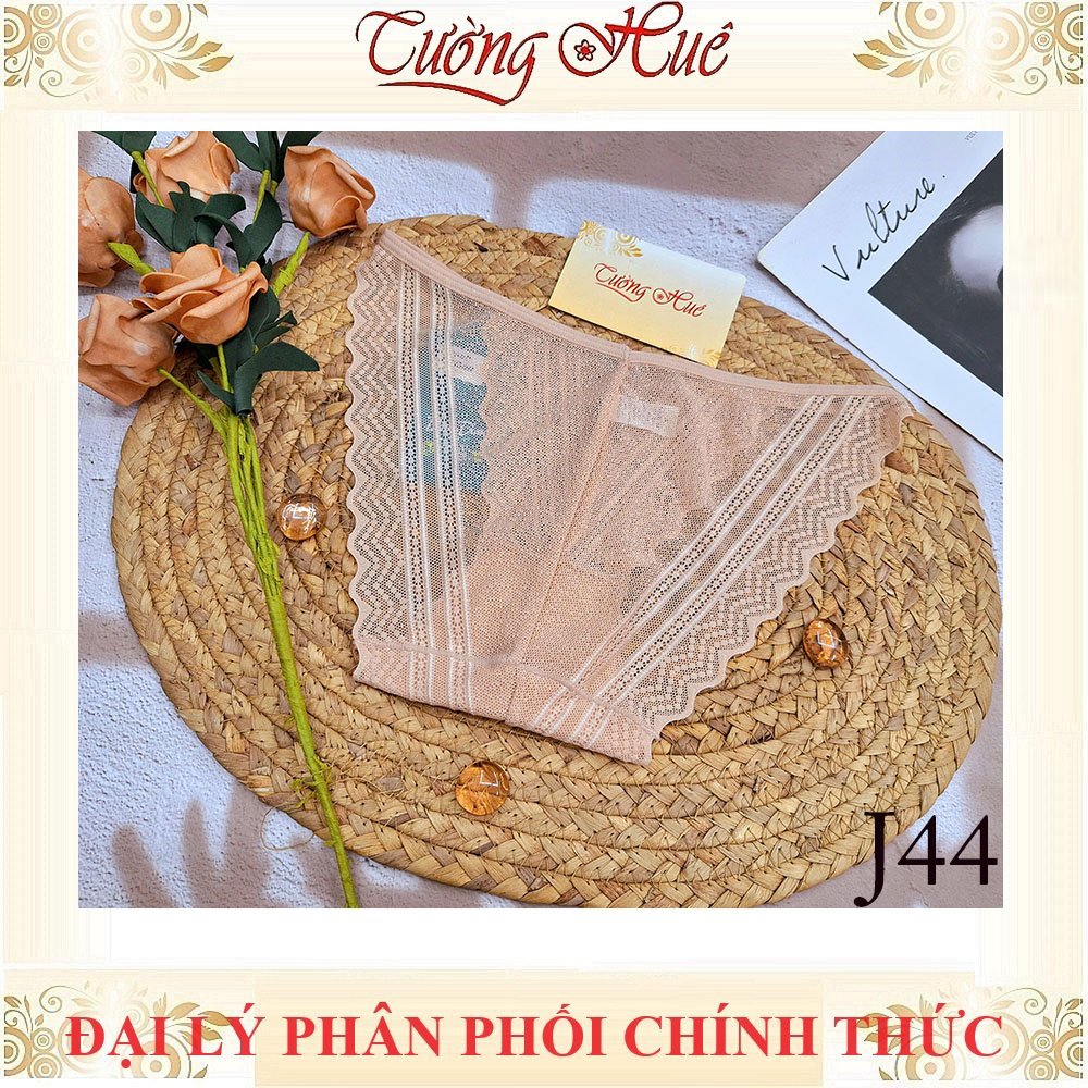 Quần Lót Nữ Ren Ding Dang J44 Cạp Thấp Ren Phối Lưới Cách Điệu Nửa Mông Mềm Mịn Co Dãn