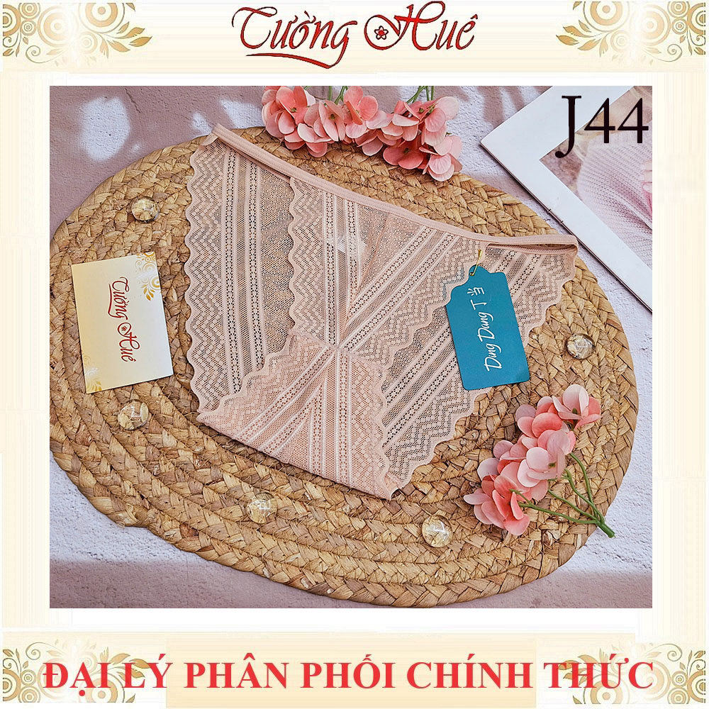Quần Lót Nữ Ren Ding Dang J44 Cạp Thấp Ren Phối Lưới Cách Điệu Nửa Mông Mềm Mịn Co Dãn