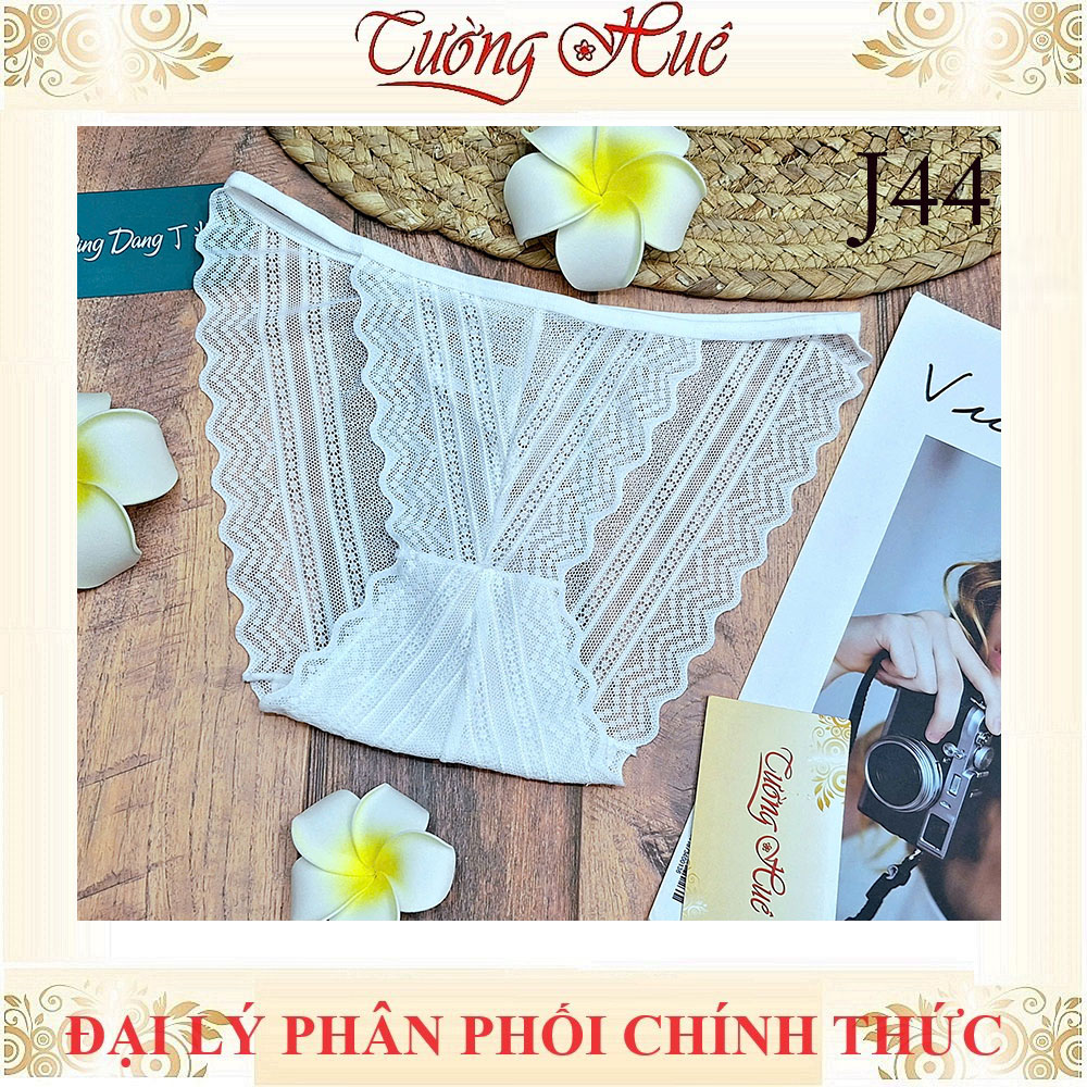 Quần Lót Nữ Ren Ding Dang J44 Cạp Thấp Ren Phối Lưới Cách Điệu Nửa Mông Mềm Mịn Co Dãn