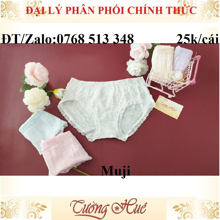 Quần lót nữ Muji cotton lưng cao FREESIZE.
