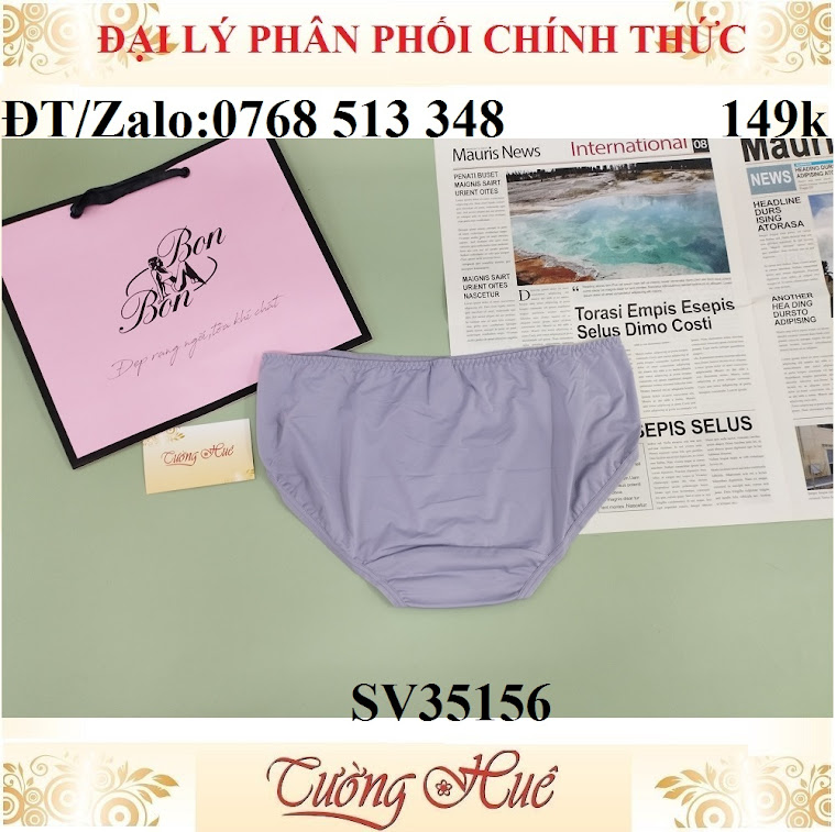 Quần lót nữ Bon Bon SV35156 trơn phối lưới, lưng vừa.