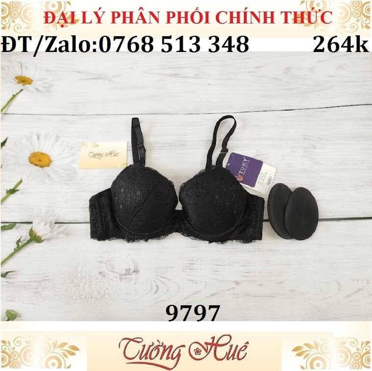 Áo lót nữ Tuky 9797 ren cài trước mút vừa, đệm tháo rời.