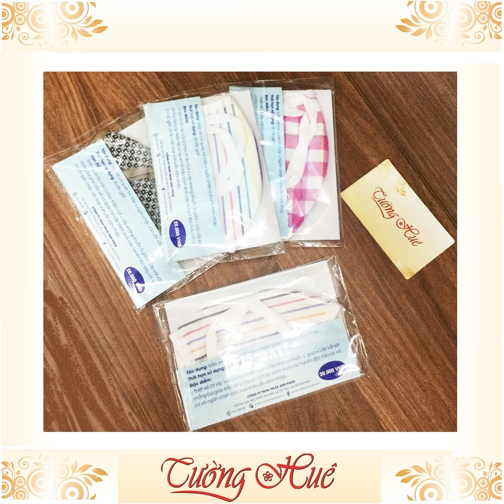 Khẩu trang vải annie ba lớp kháng khuẩn tái sử dụng 30 lần HỌA TIẾT NGẪU NHIÊN.