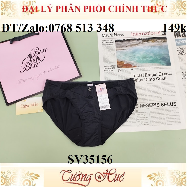 Quần lót nữ Bon Bon SV35156 trơn phối lưới, lưng vừa.