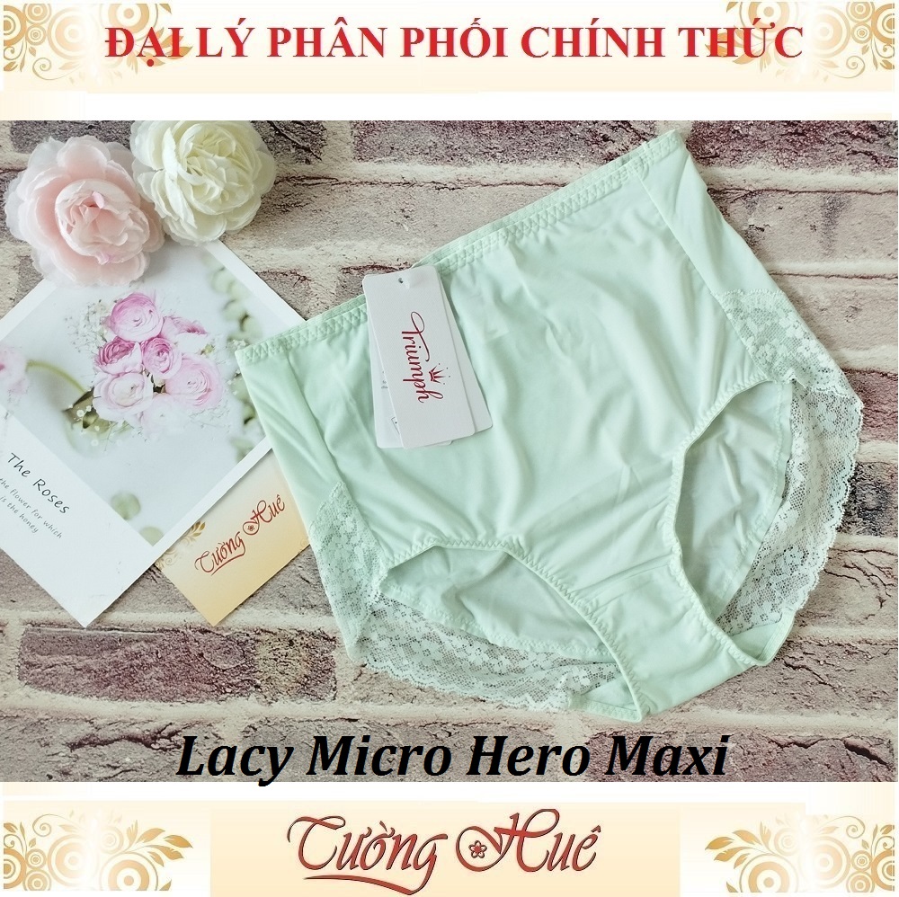 Quần lót nữ Triumph Lacy Micro Hero Maxi Trơn Phối Ren Lưng Cao.