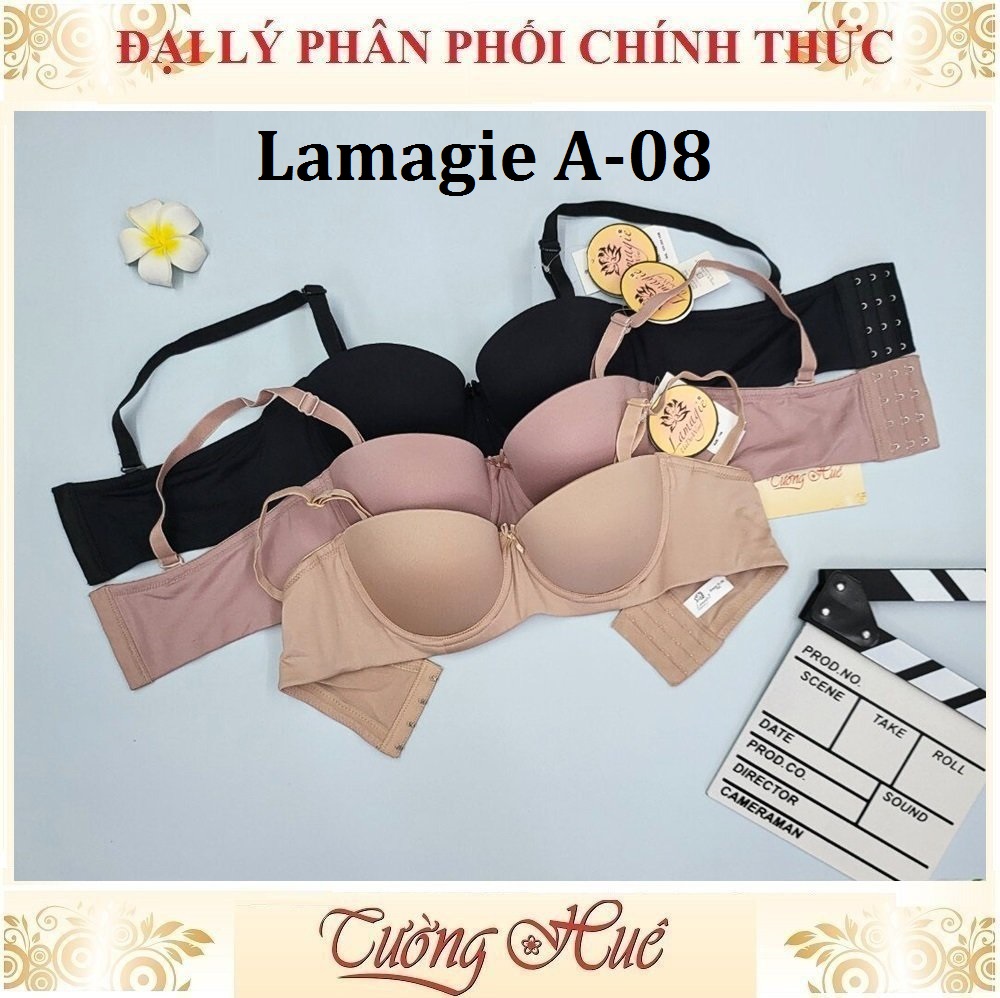 Áo lót nữ Lamagie A-08 Có Gọng Cúp Ngang Trơn Mút Mỏng Lưng Bảng 4 Móc Cài.