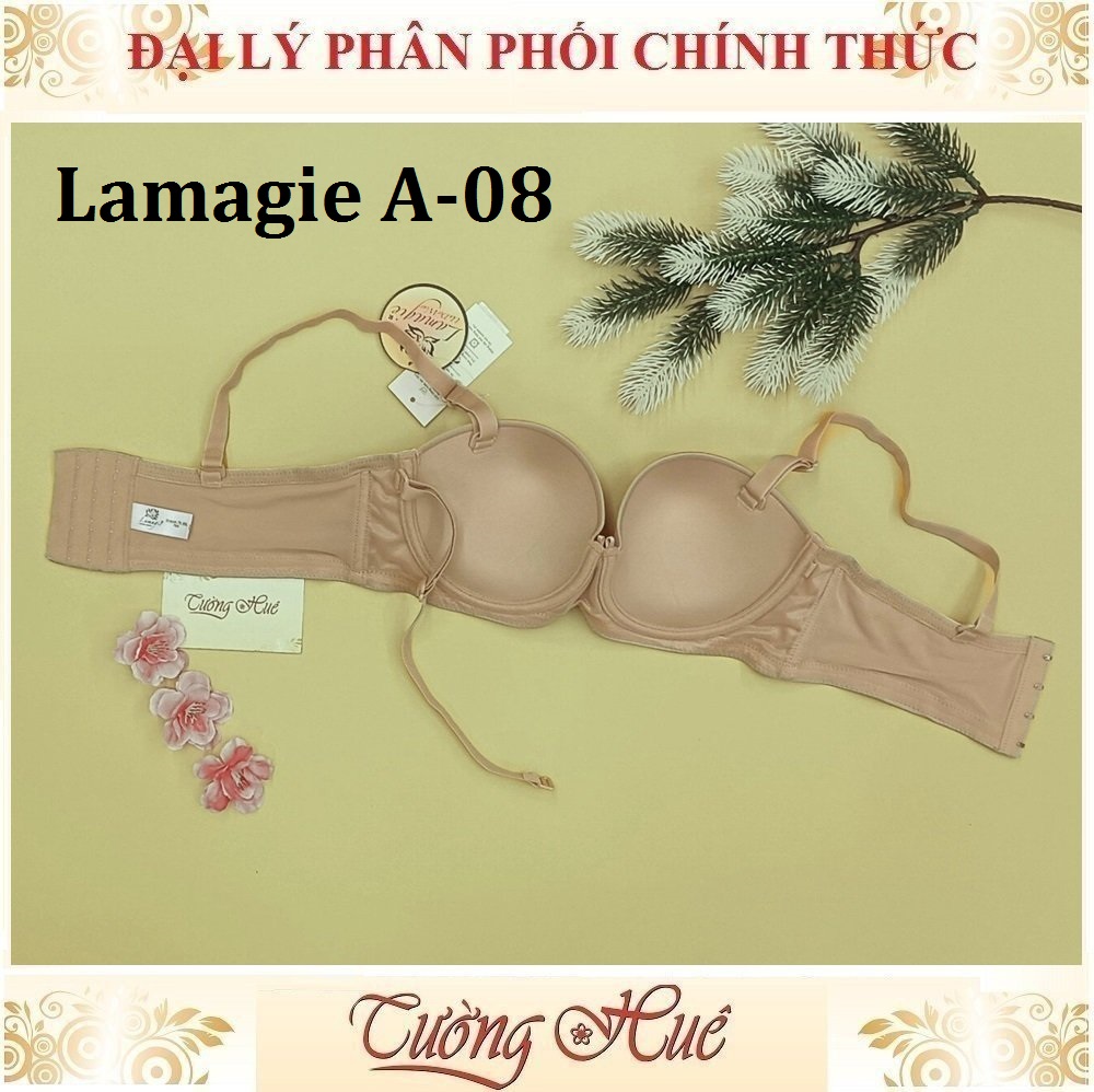 Áo lót nữ Lamagie A-08 Có Gọng Cúp Ngang Trơn Mút Mỏng Lưng Bảng 4 Móc Cài.