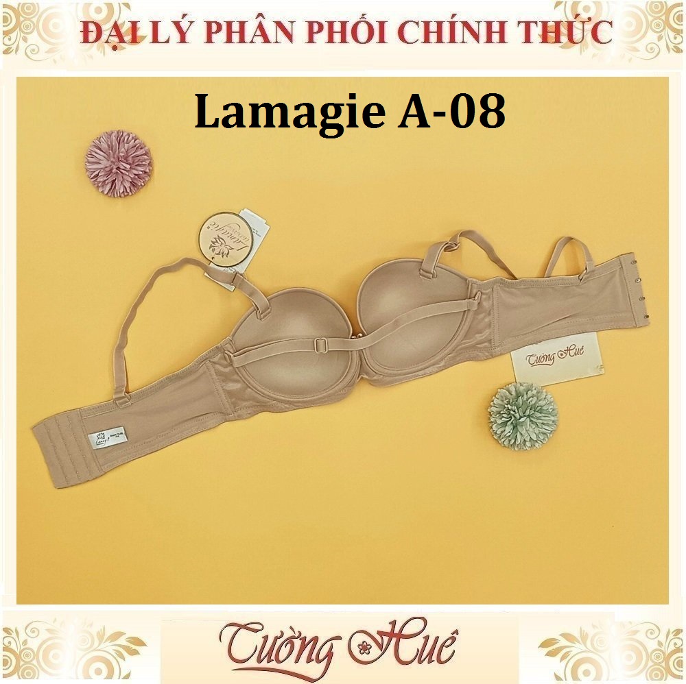 Áo lót nữ Lamagie A-08 Có Gọng Cúp Ngang Trơn Mút Mỏng Lưng Bảng 4 Móc Cài.