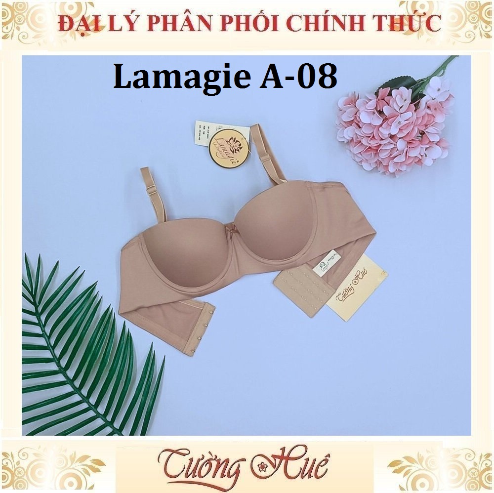 Áo lót nữ Lamagie A-08 Có Gọng Cúp Ngang Trơn Mút Mỏng Lưng Bảng 4 Móc Cài.