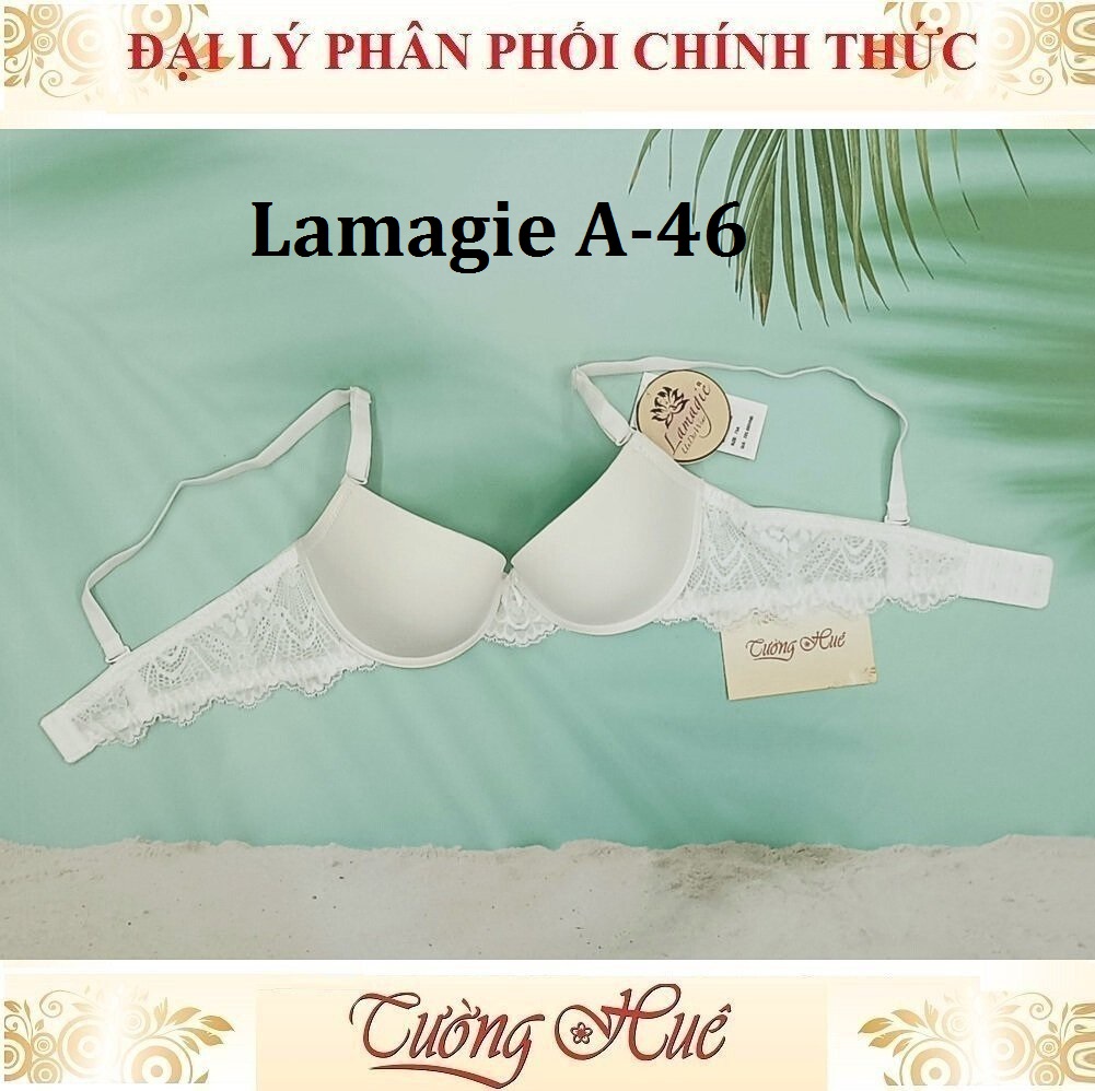 Áo lót nữ Lamagie A-46 Có Gọng Trơn Phối Ren Lưng Mút Nâng Vừa 2.5cm.