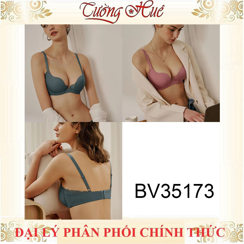 Áo lót nữ Bon Bon BV35173 Cúp Trơn Phối Ren Khoét Sâu Mút Mỏng Vừa.
