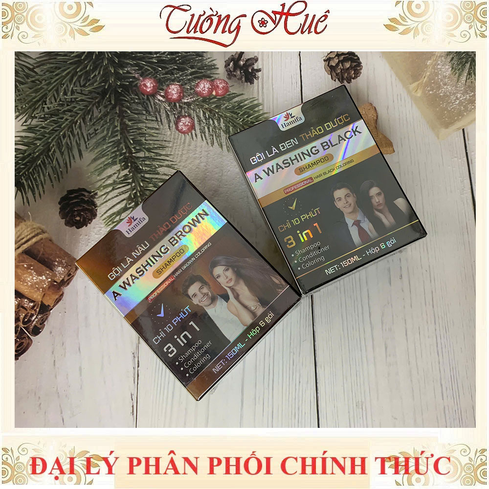 Gội Nhuộm Thảo Dược Hamifa A Washing Brown Shampoo 3 in 1 - 150ml (có bán lẻ gói)