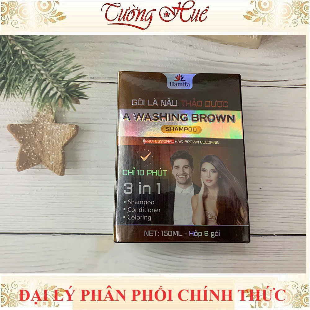Gội Nhuộm Thảo Dược Hamifa A Washing Brown Shampoo 3 in 1 - 150ml (có bán lẻ gói)